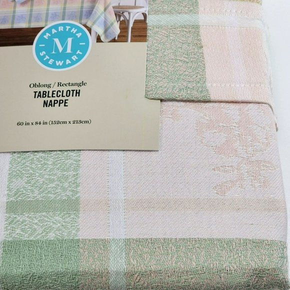 Martha Stewart Jacquard Easter Tablecloth Flowers and Plaids Pastel Color 60x84 - Picture 6 of 16